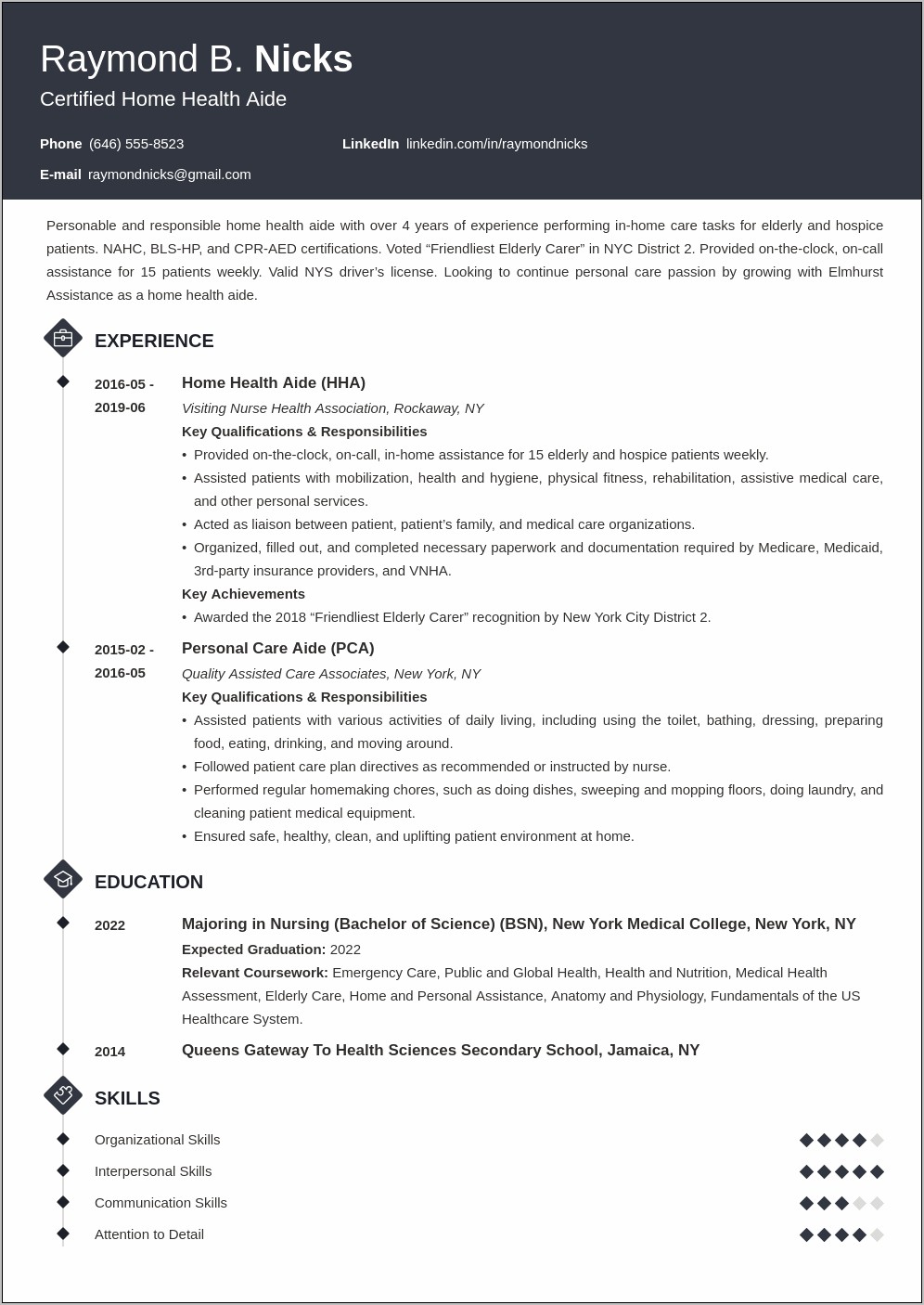 Objective Summary For Hha Resume