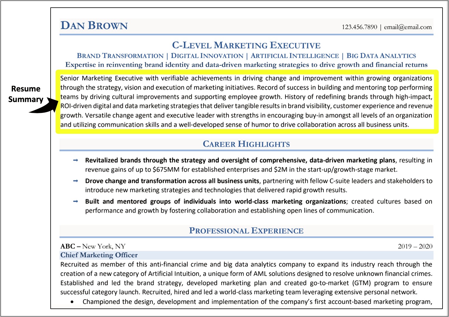 Objective Summary For Resume Sample