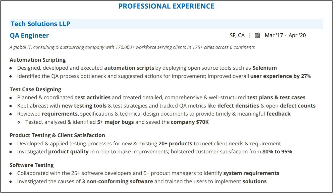 Objectives For Qa Resume Examples