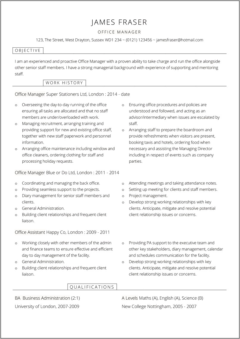 Office Manager Administrative Resume School