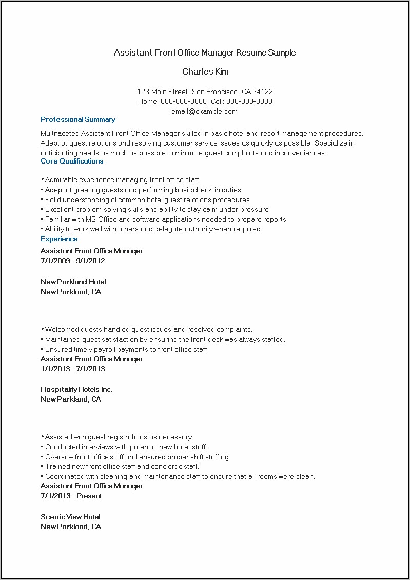 Office Manager Customer Service Resume