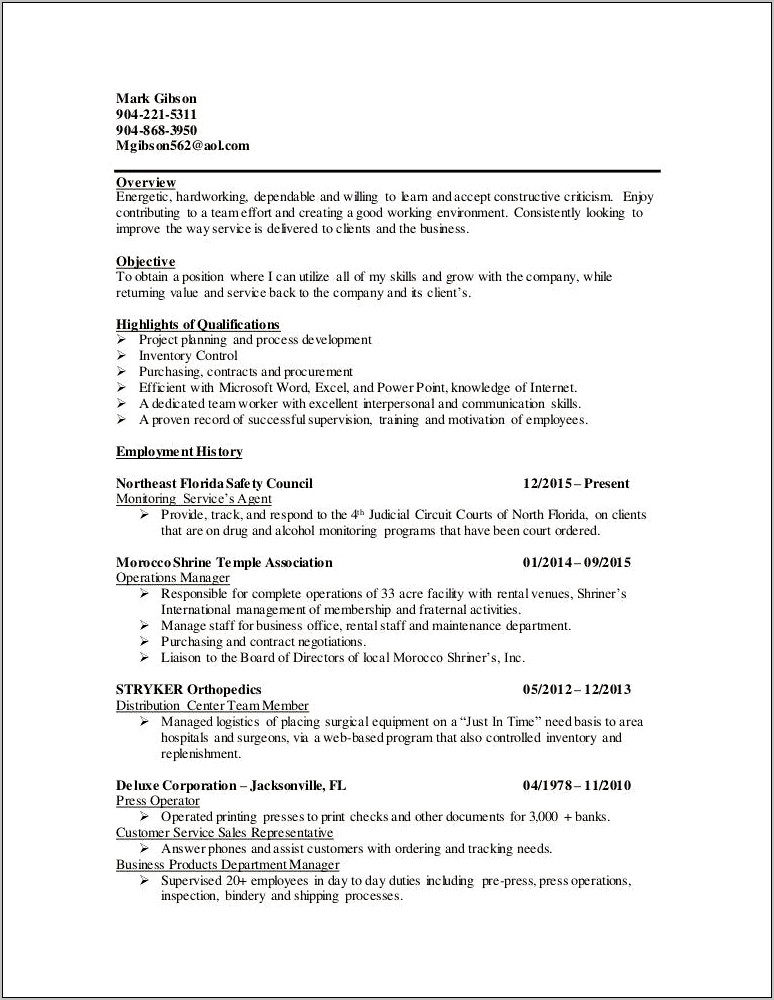 Office Manager Printing Company Resume