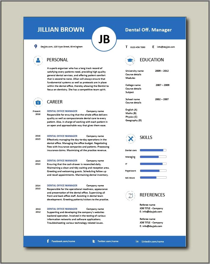 Office Manager Resume Template Free