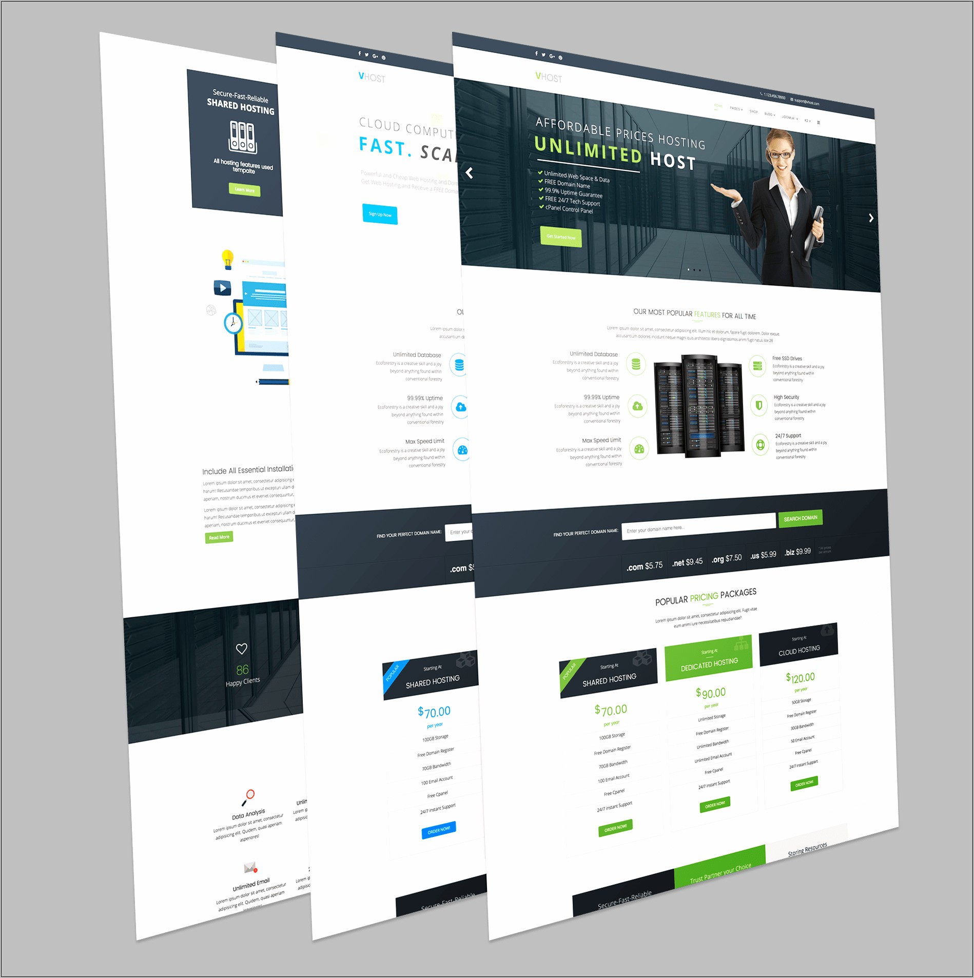 One Host Responsive Hosting Joomla Template Download