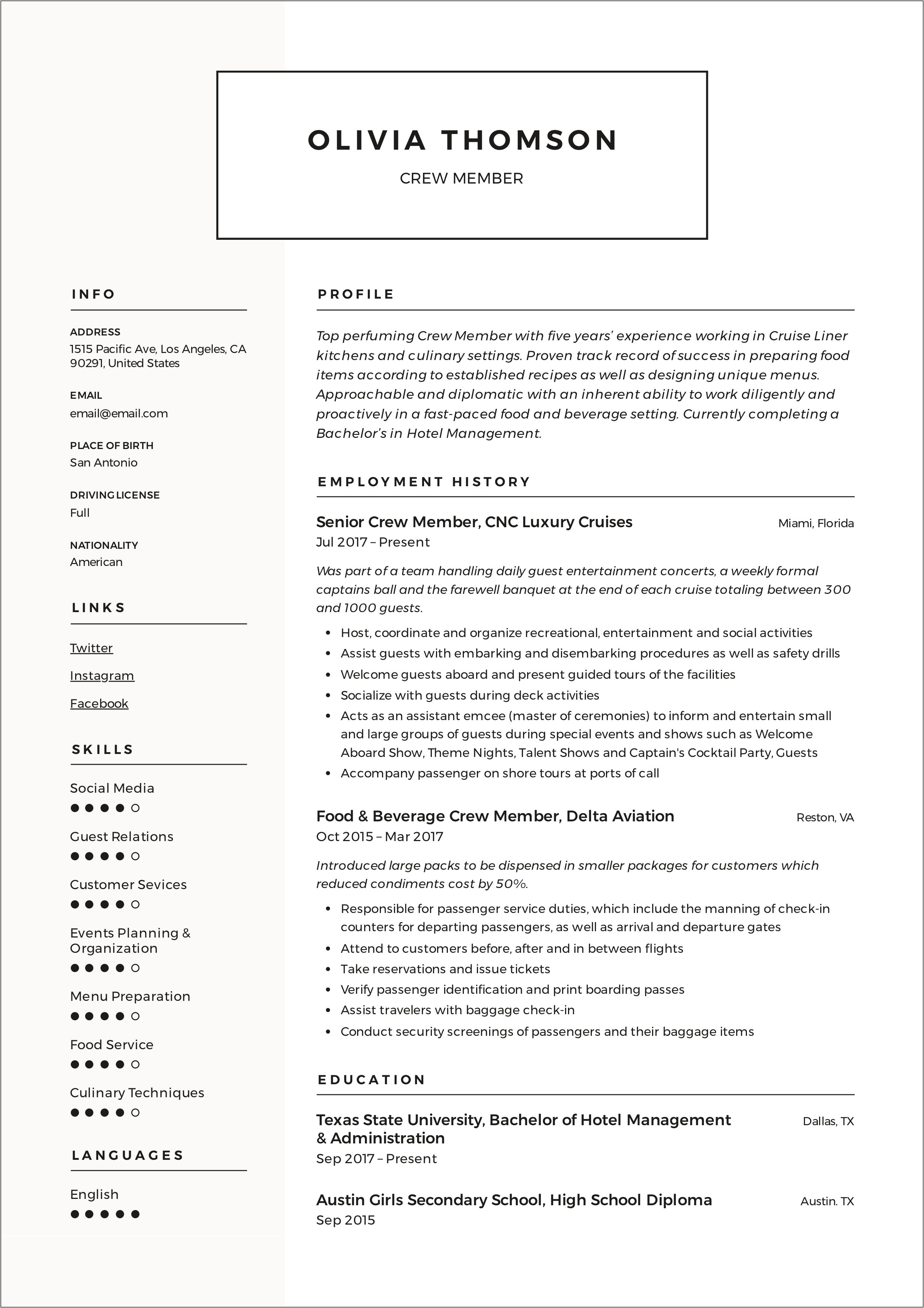 One Liner For Resume Examples