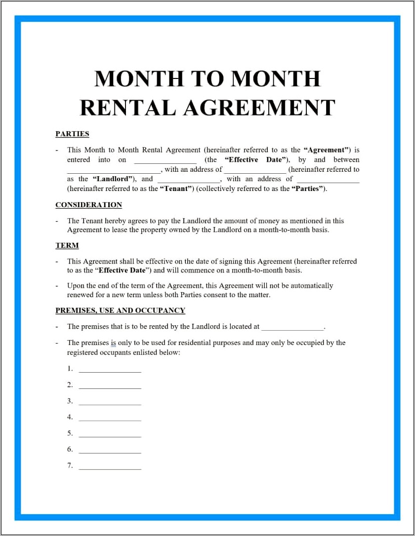 One Page Lease Agreement Template For Download