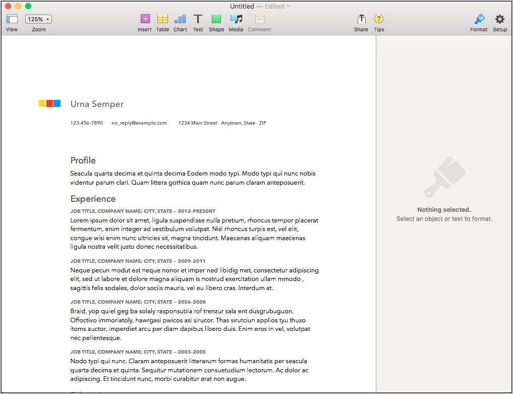 Online Resume Template Free Mac