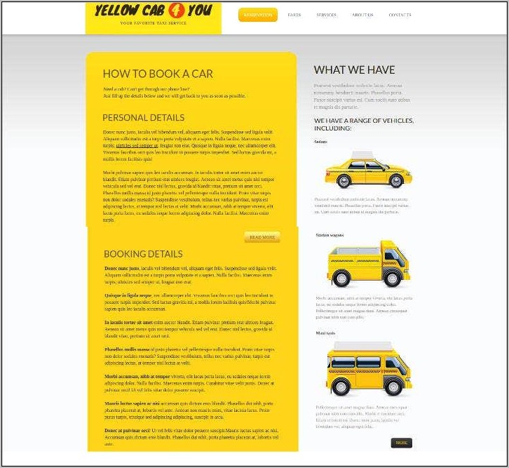 Online Taxi Booking Templates Free Download