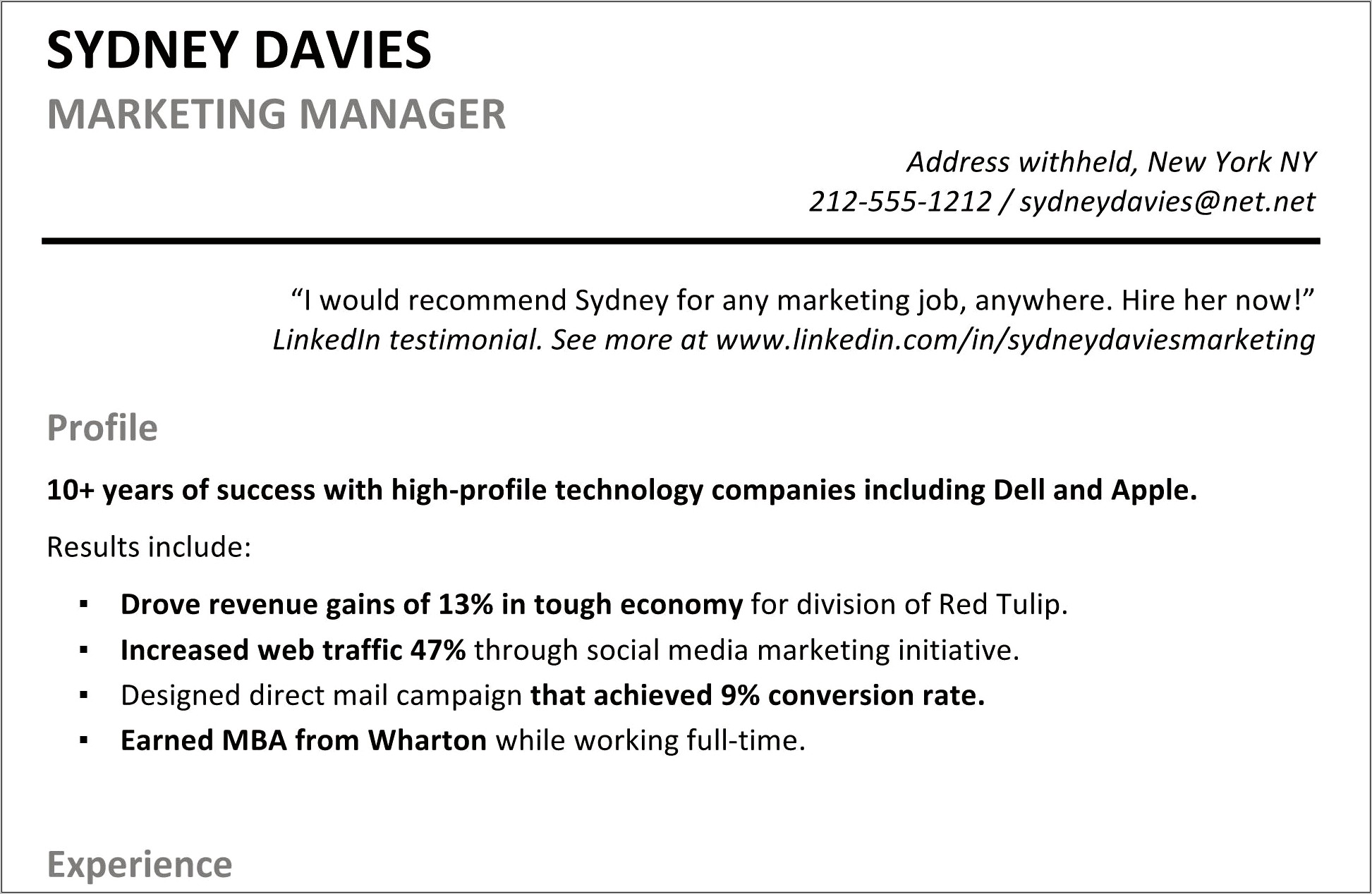 Opening Summary For Resume Examples