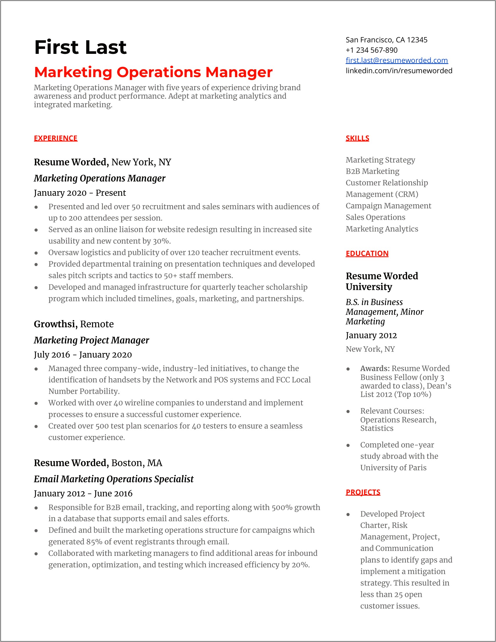 Operational Risk Management Resume Sample