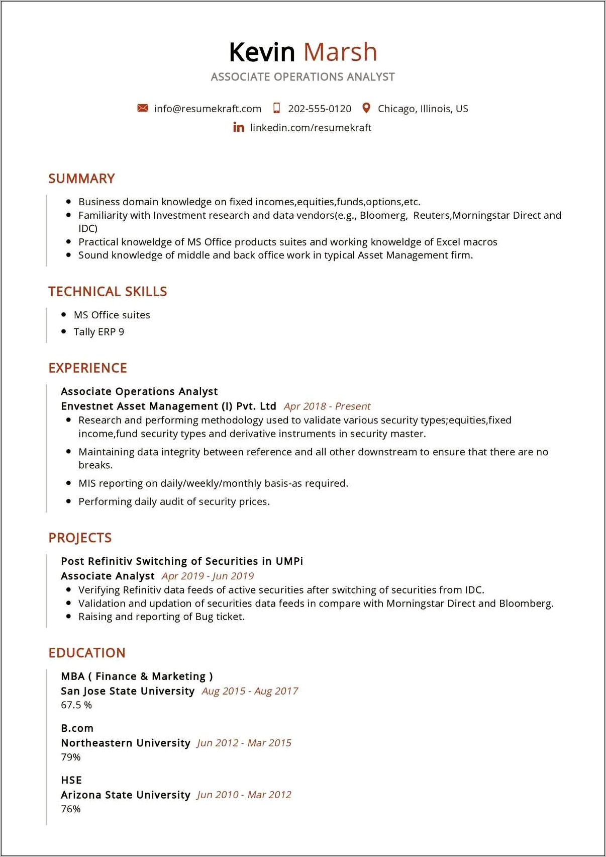 Operations Research Analyst Sample Resume