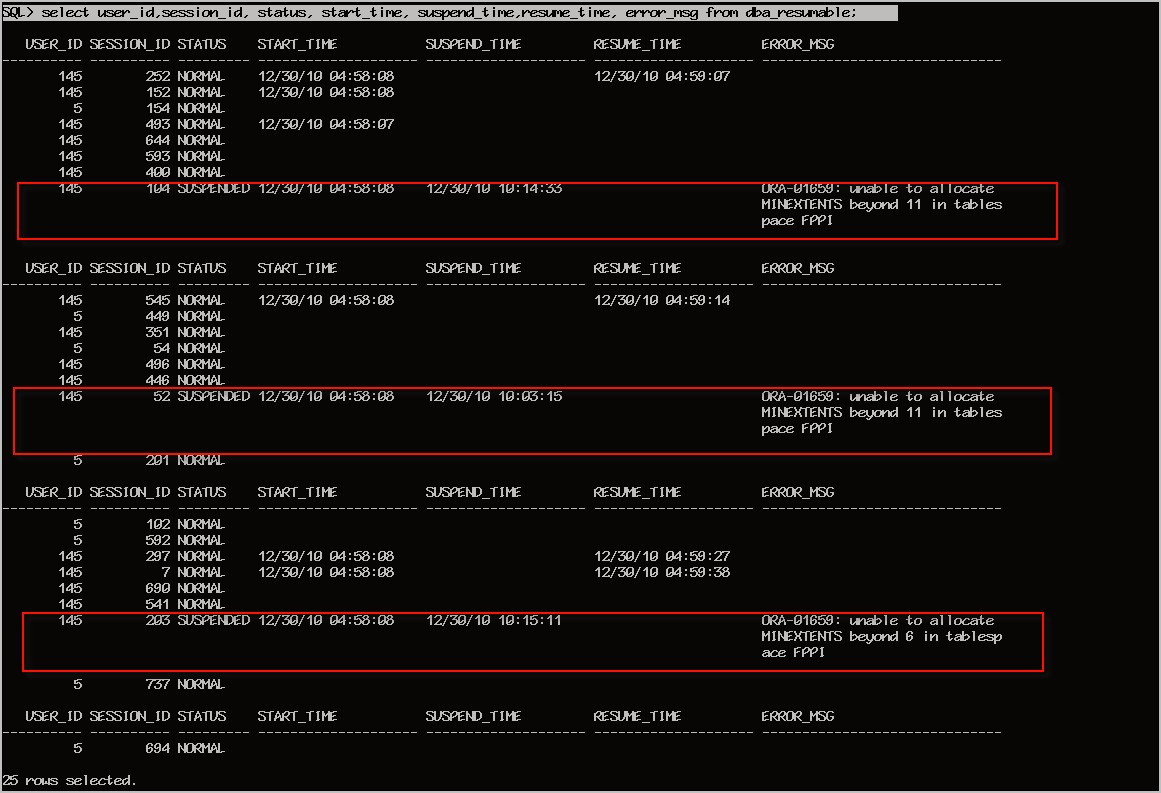 Oracle Resume Suspended Impdp Job