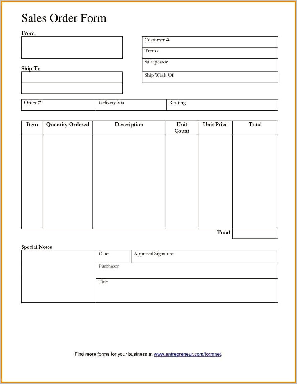 Order Form Template Word Free Download