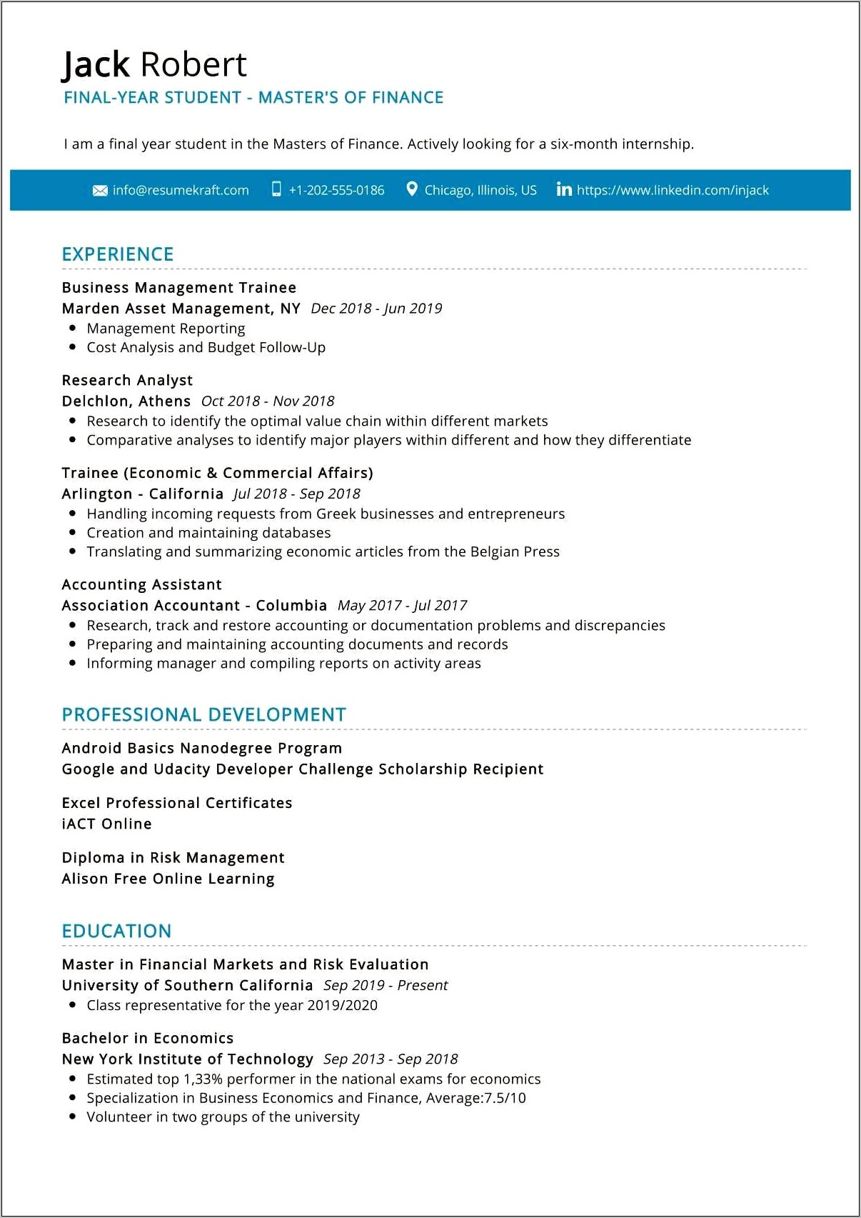 Out Of College Resume Examples