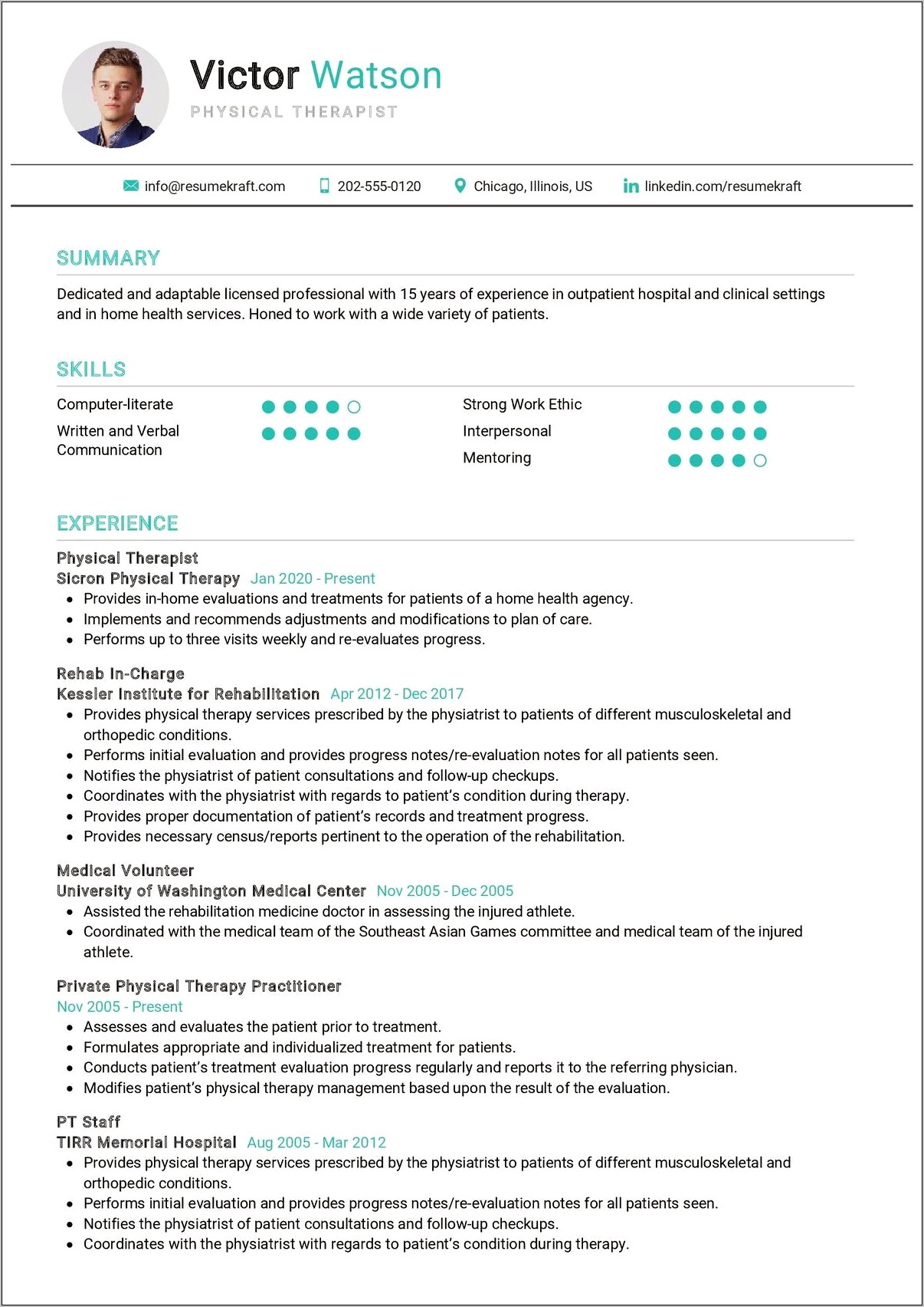 Outpatient Physical Therapy Resume Examples