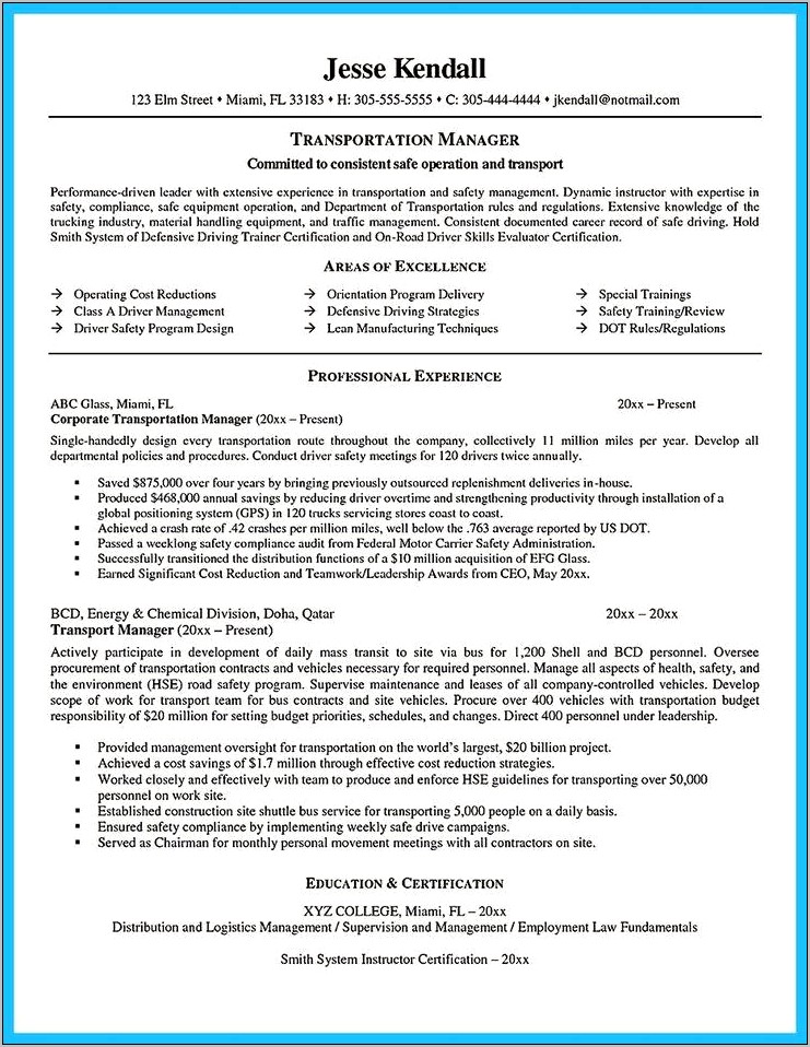 Owner Operator Industrial Resume Sample