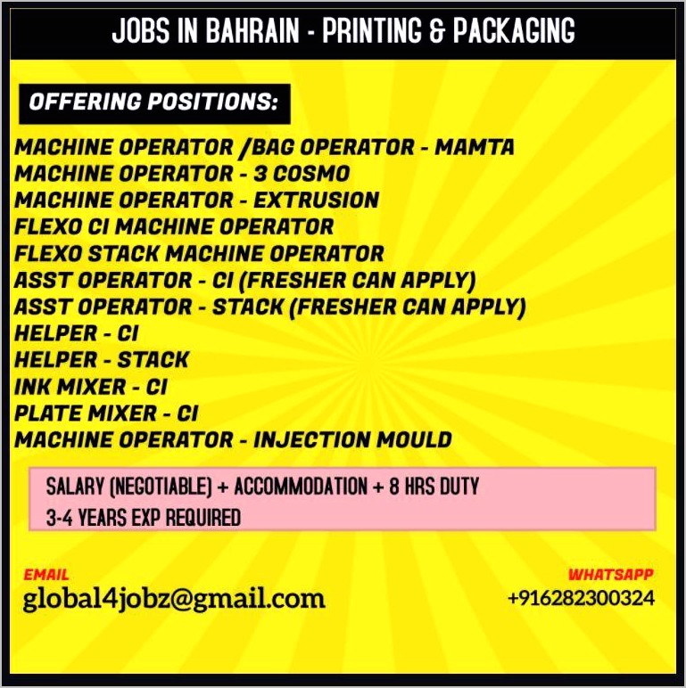 Packaging Machine Operator Job Resume