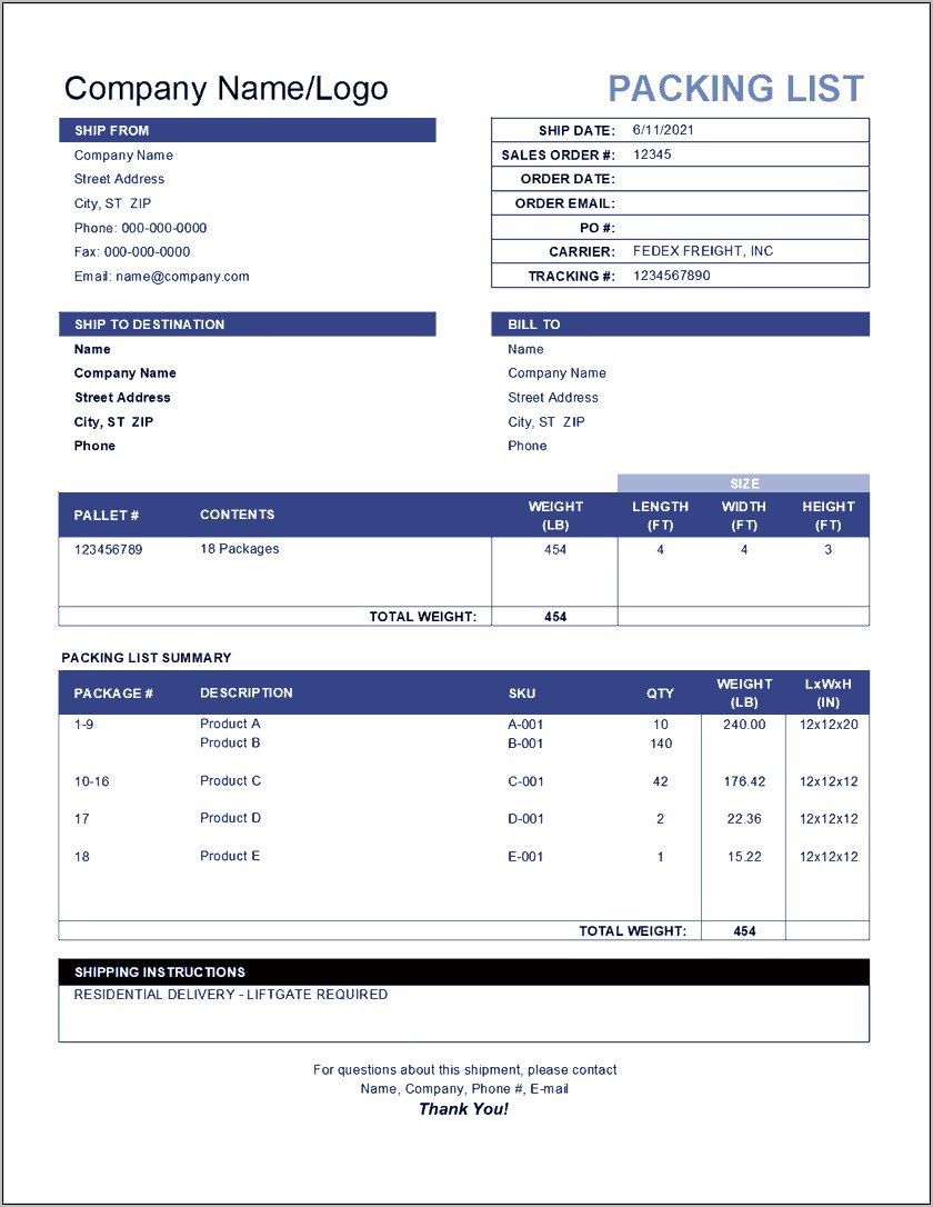 Packing Slip Download Template For Word