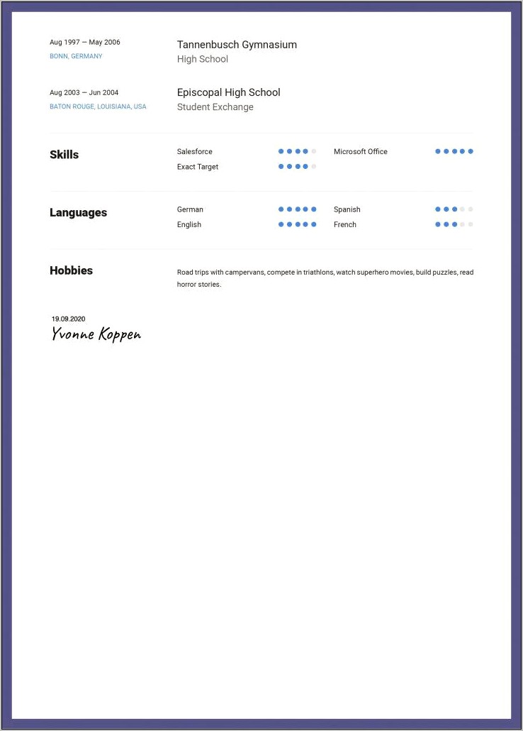 Page 2 Resume Header Sample