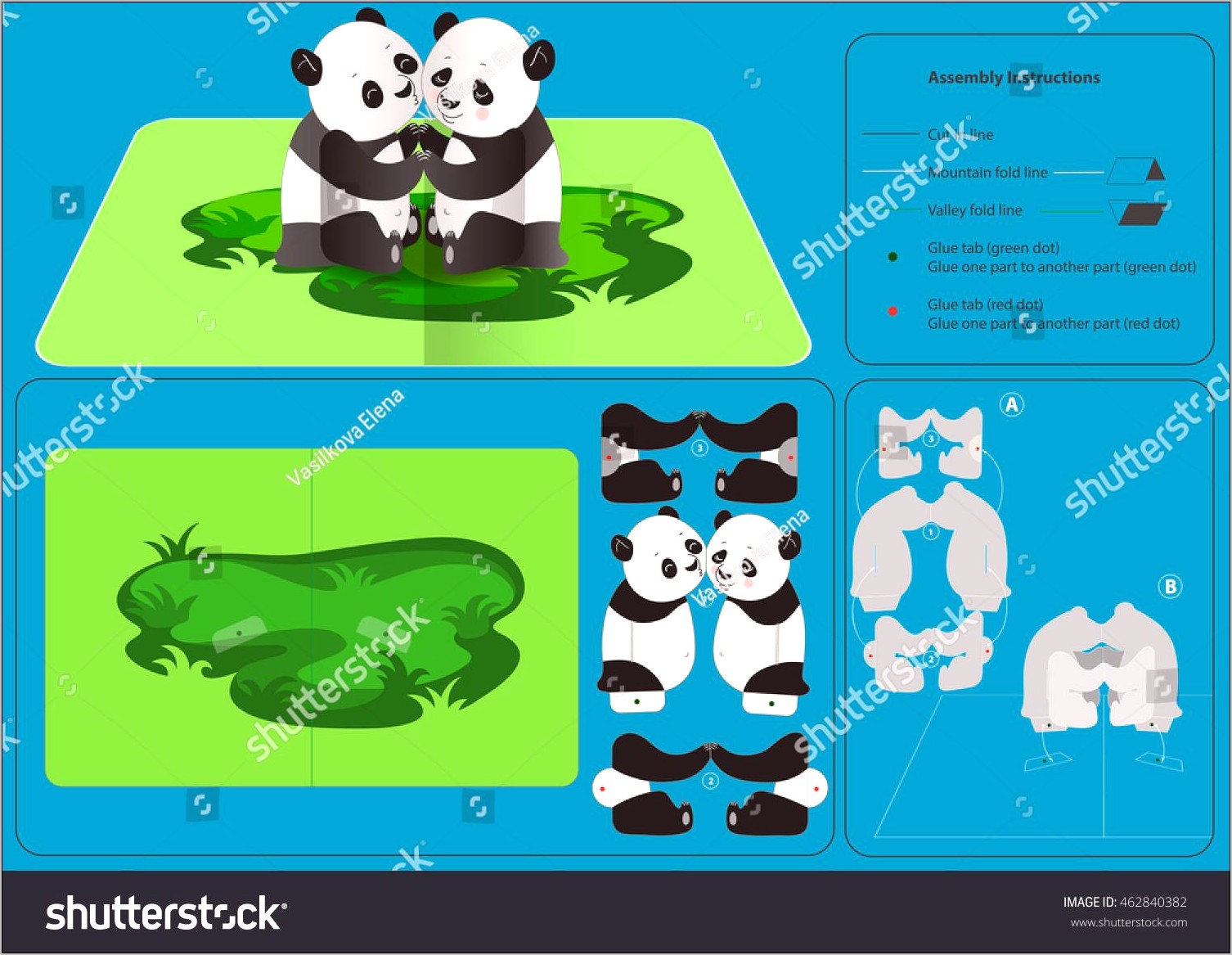 Panda Valentine Pop Up Card Template Free Download