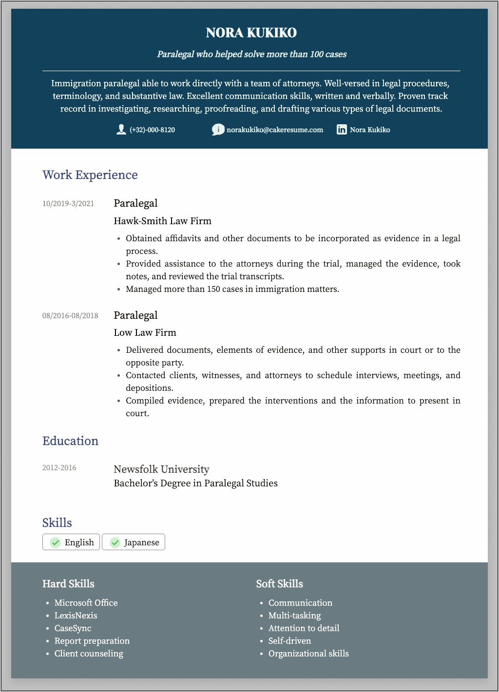 Paralegal Objective Statement On Resume