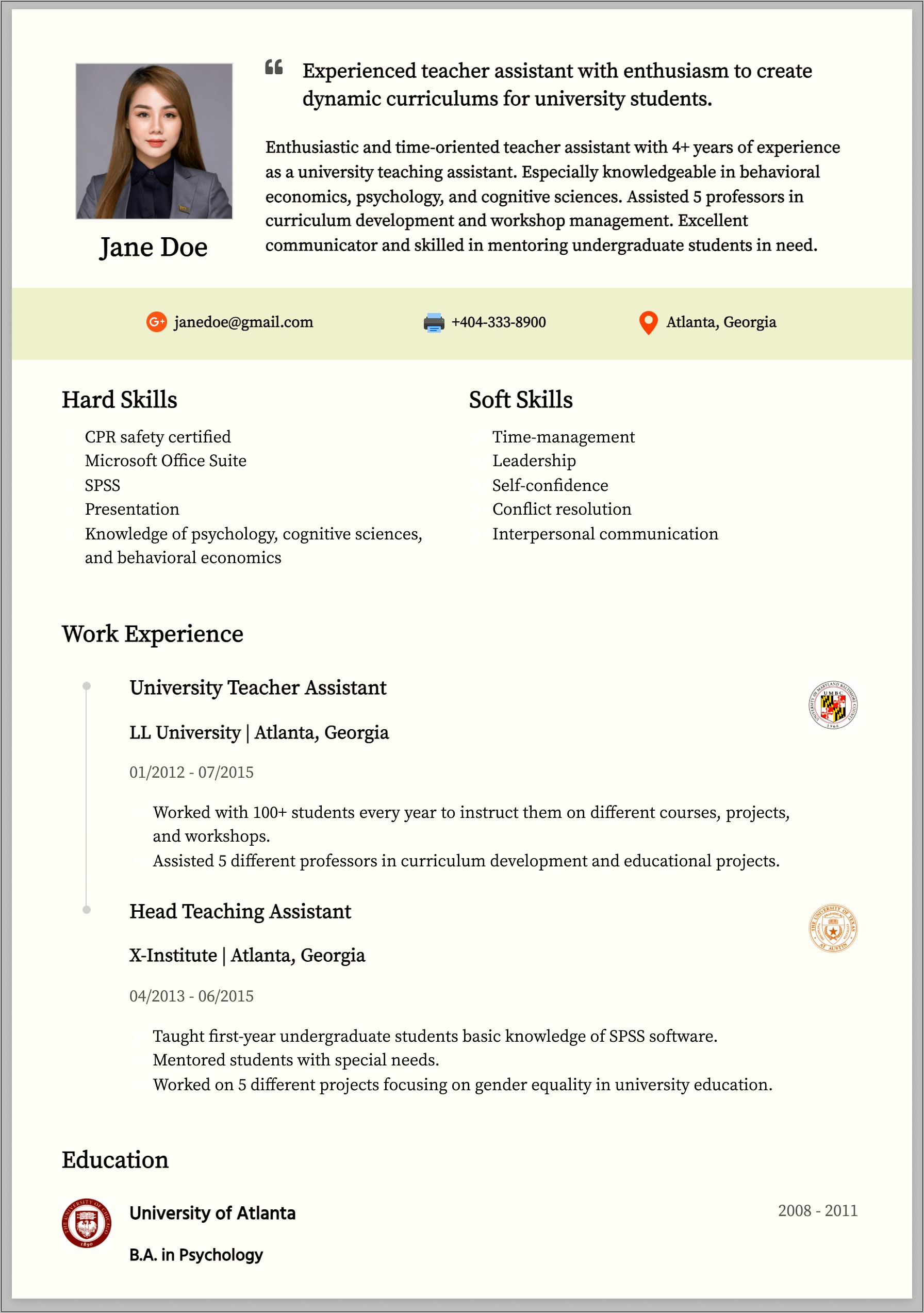 Paraprofessional Special Ed Resume Examples