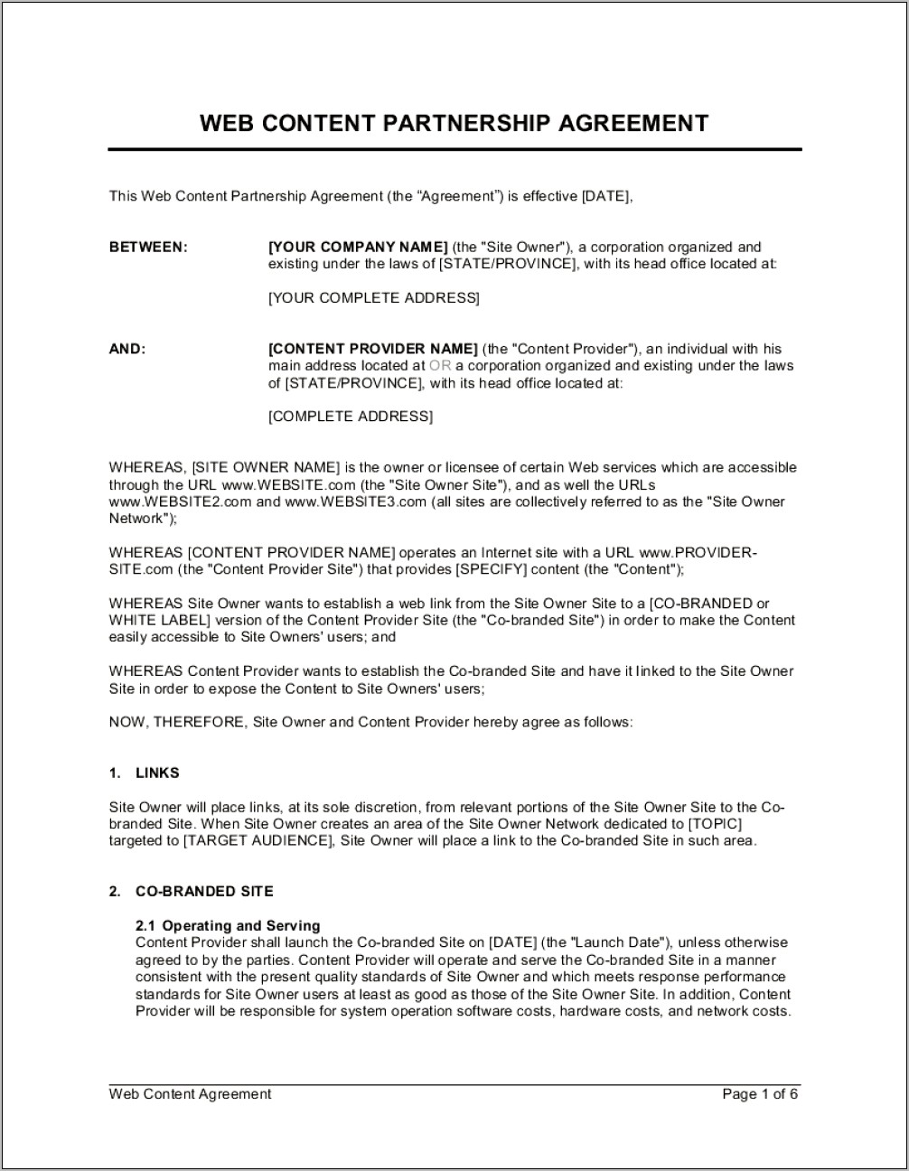 Partnership Agreement Template Doc Free Llp Delaware