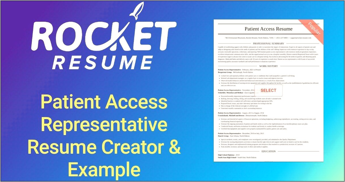 Patient Access Representative Resume Examples
