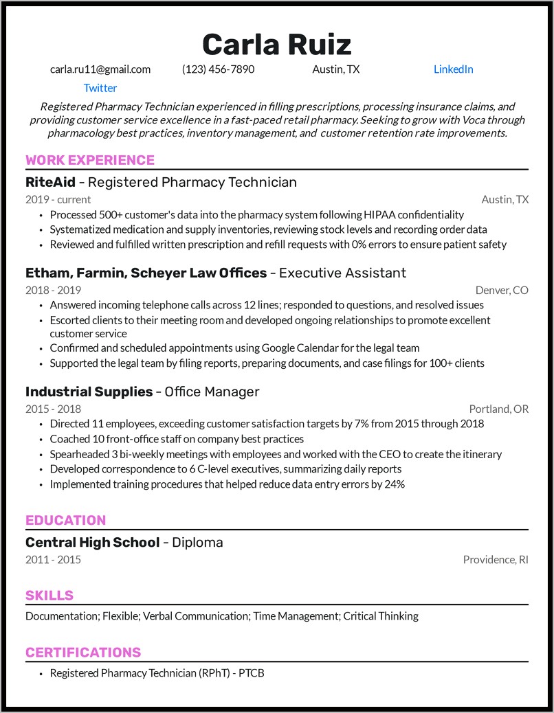 Patient Care Tech Resume Examples