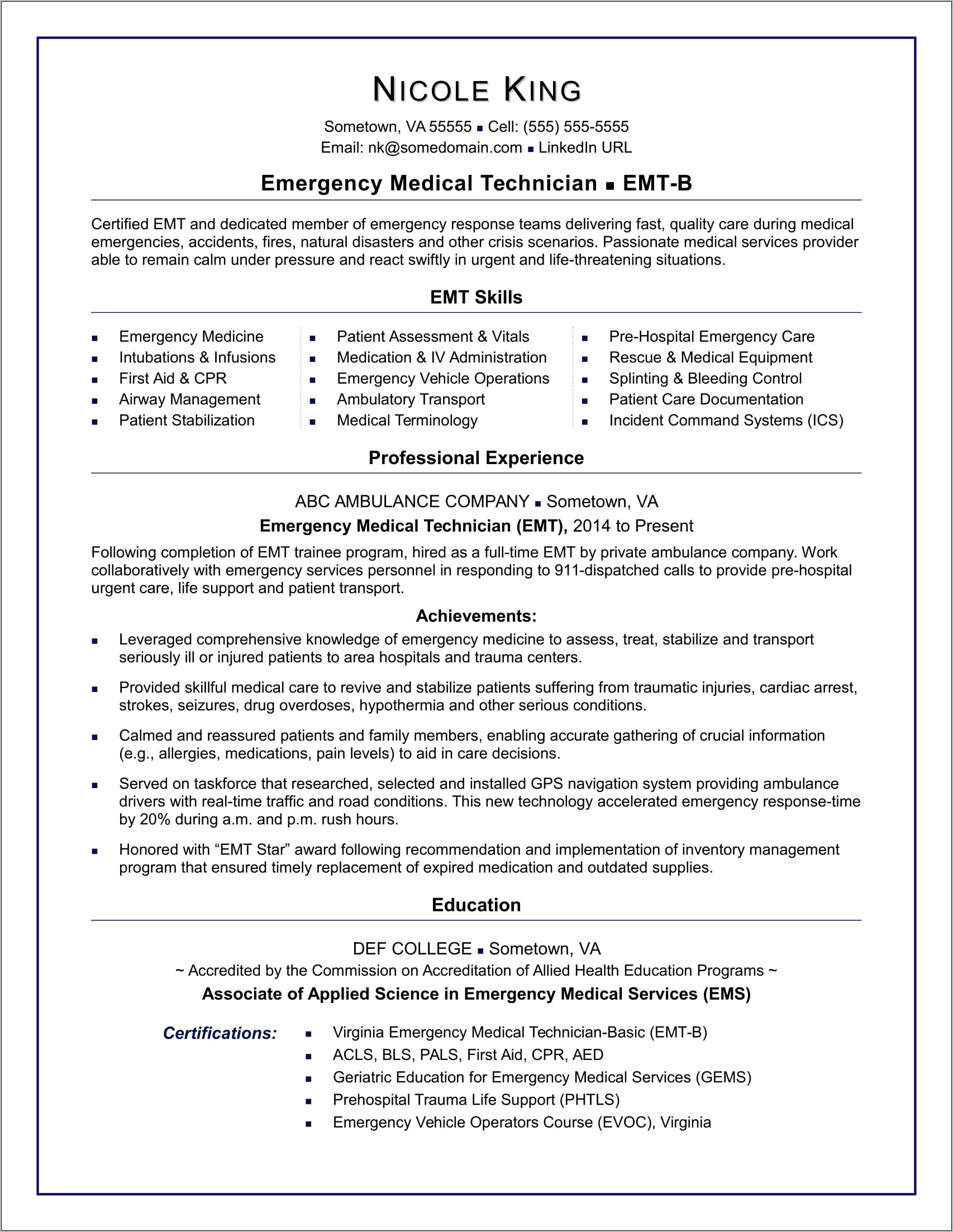 Patient Care Technician Best Resume