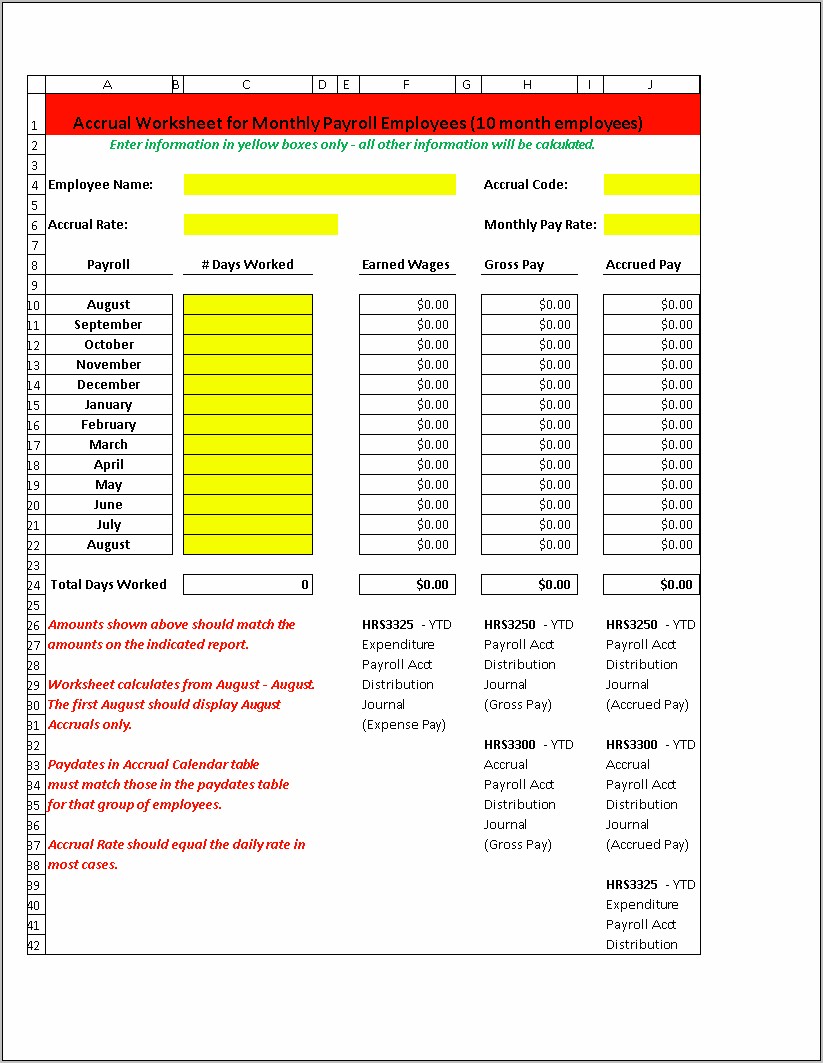 Payroll Template In Excel Free Download