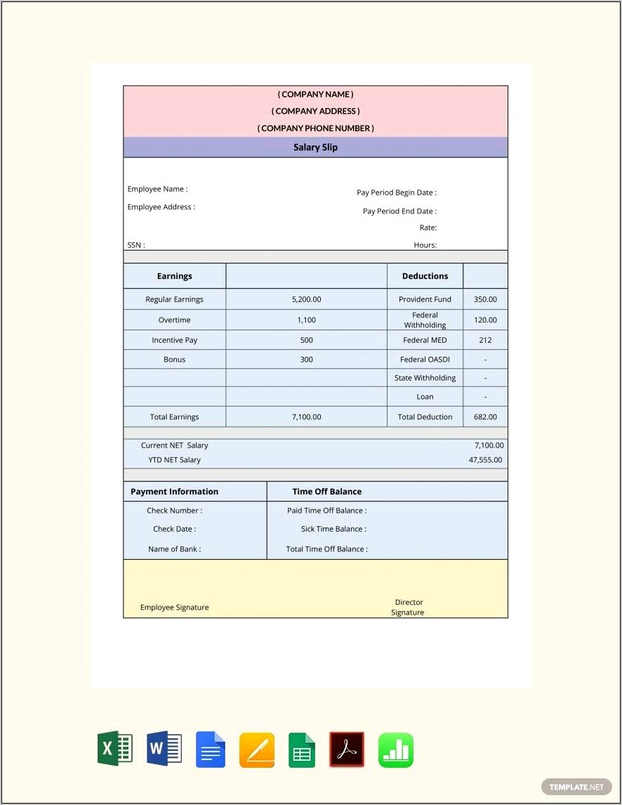 Payroll Template With Stubs Ms Excel Download