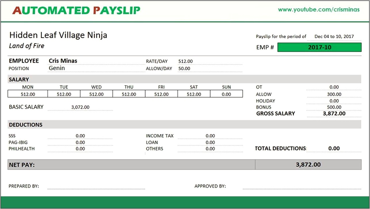 Payslip Excel Templates Free Download Uk