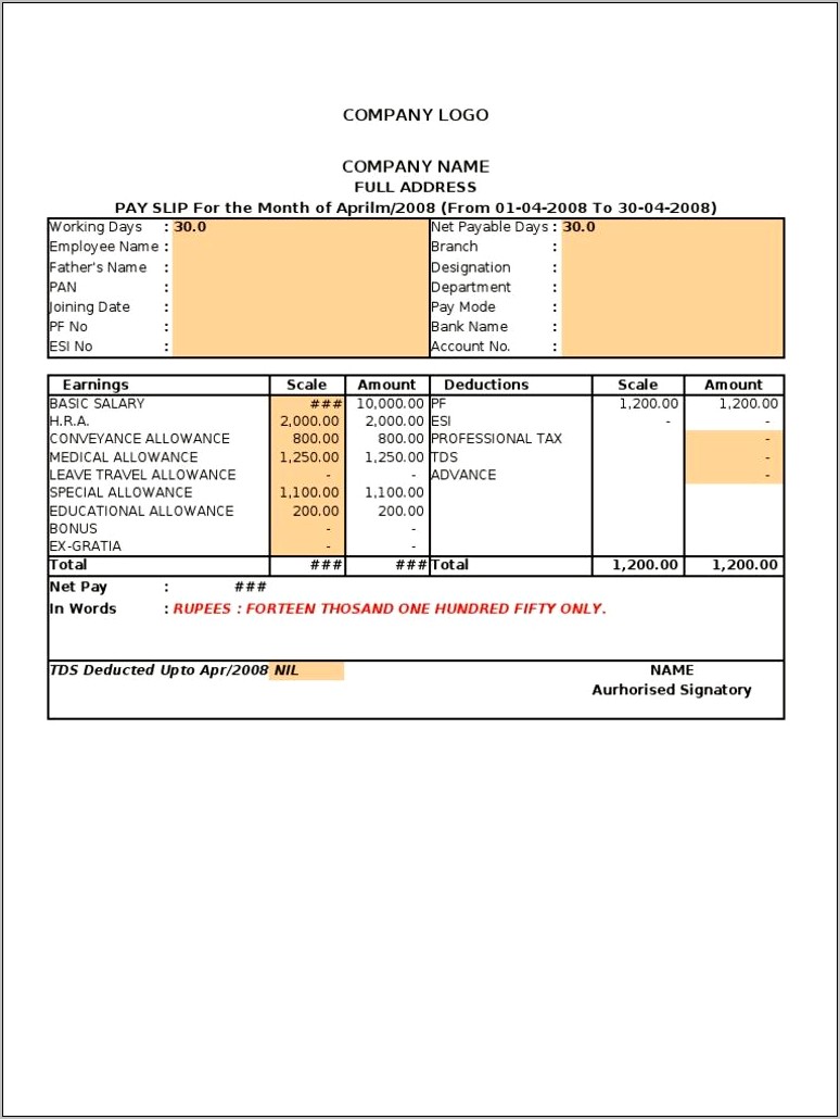 Payslip Template Download Free South Africa