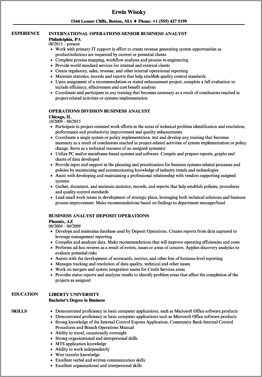 Pbm Business Analyst Sample Resume