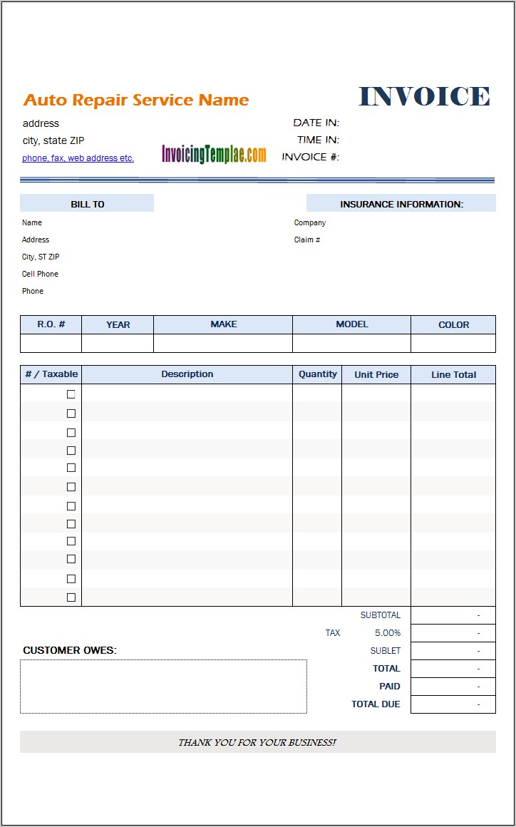 Pc Repair Work Order Template Download