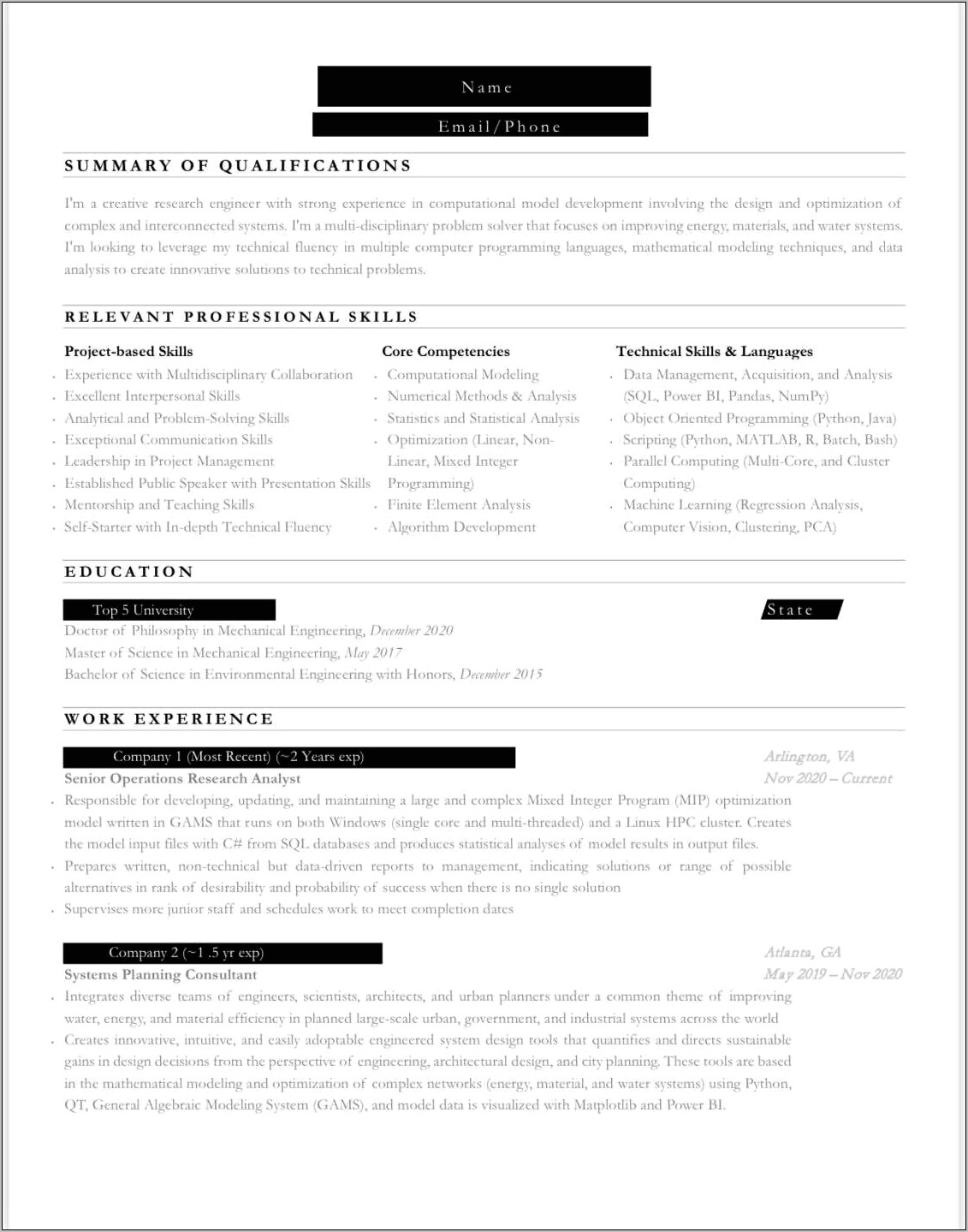 Pca Skills And Qualifications Resume