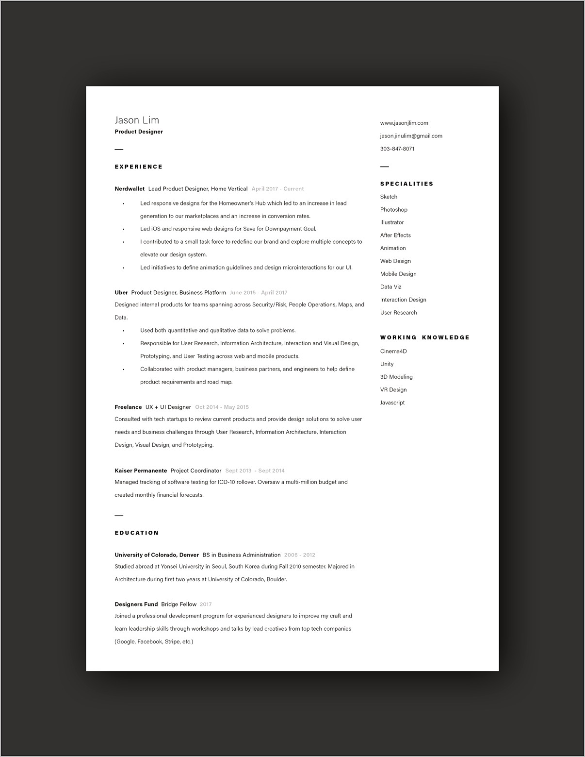 Pdf Resume Format For Job