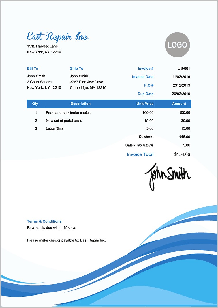 Pdf Template For An Invoice Download