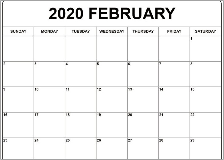 Pdf Template Free Printable Printable Printable 2020 February