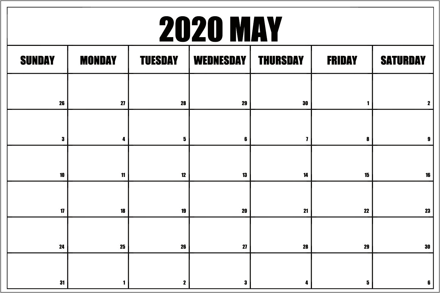 Pdf Template Free Printable Printable Printable 2020 May