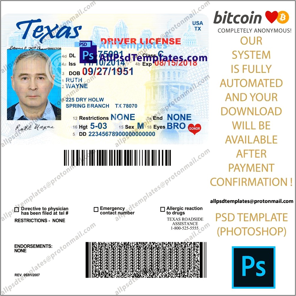 Pdf Texas Driver's License Template Free