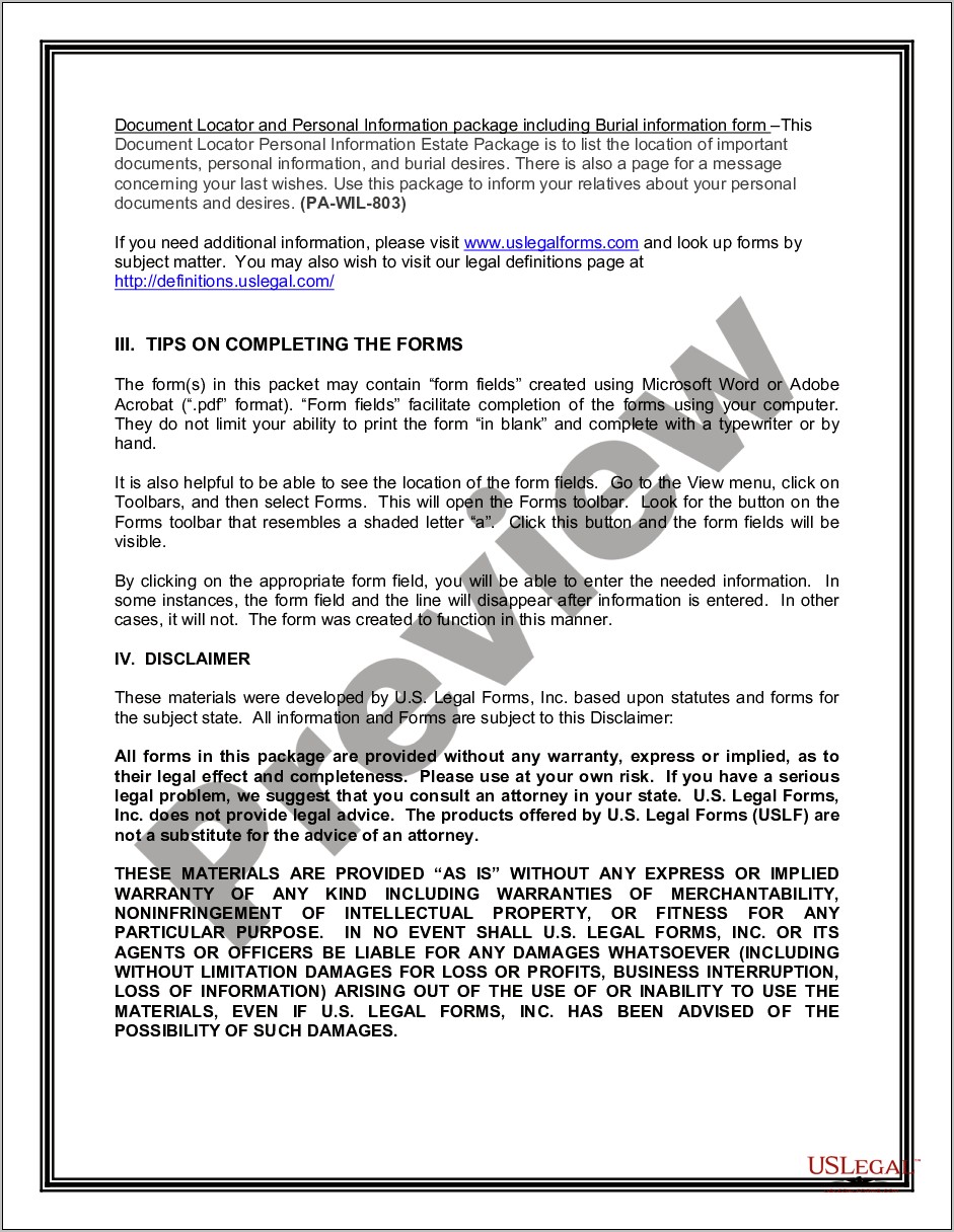 Pennsylvania Last Will And Testament Free Downloadable Template