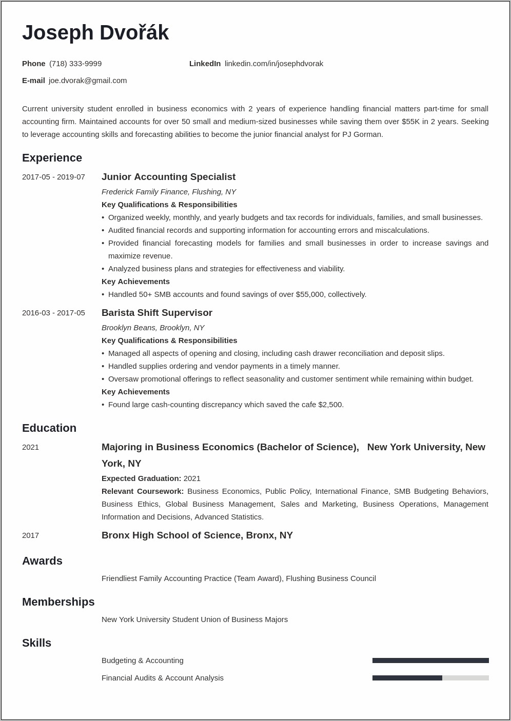 Perfect Resume Examples For Students