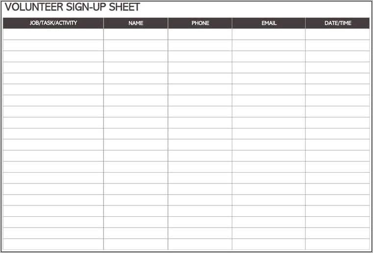 Performance Sign In Sheet Template Download