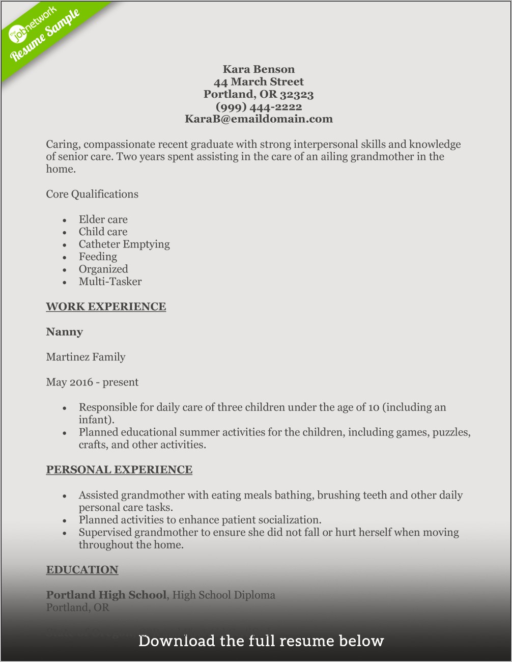 Personal Care Assistant Resume Objective