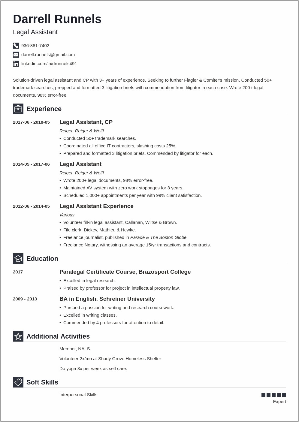 Personal Injury Lawyer Resume Sample