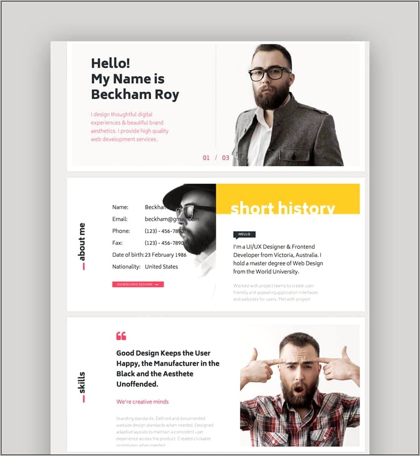 Personal Profile Page Template Free Download