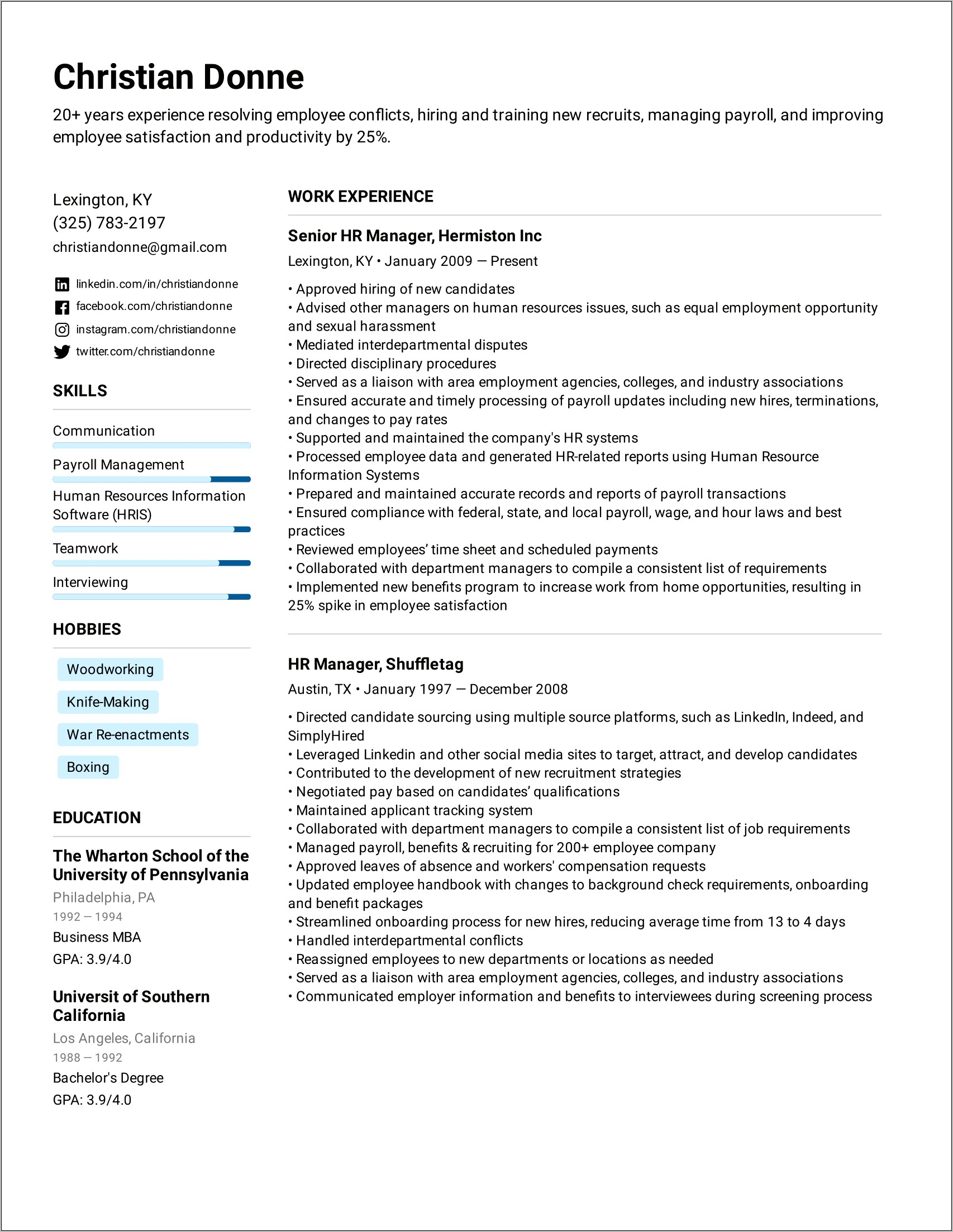 Personal Skills And Competencies Resume