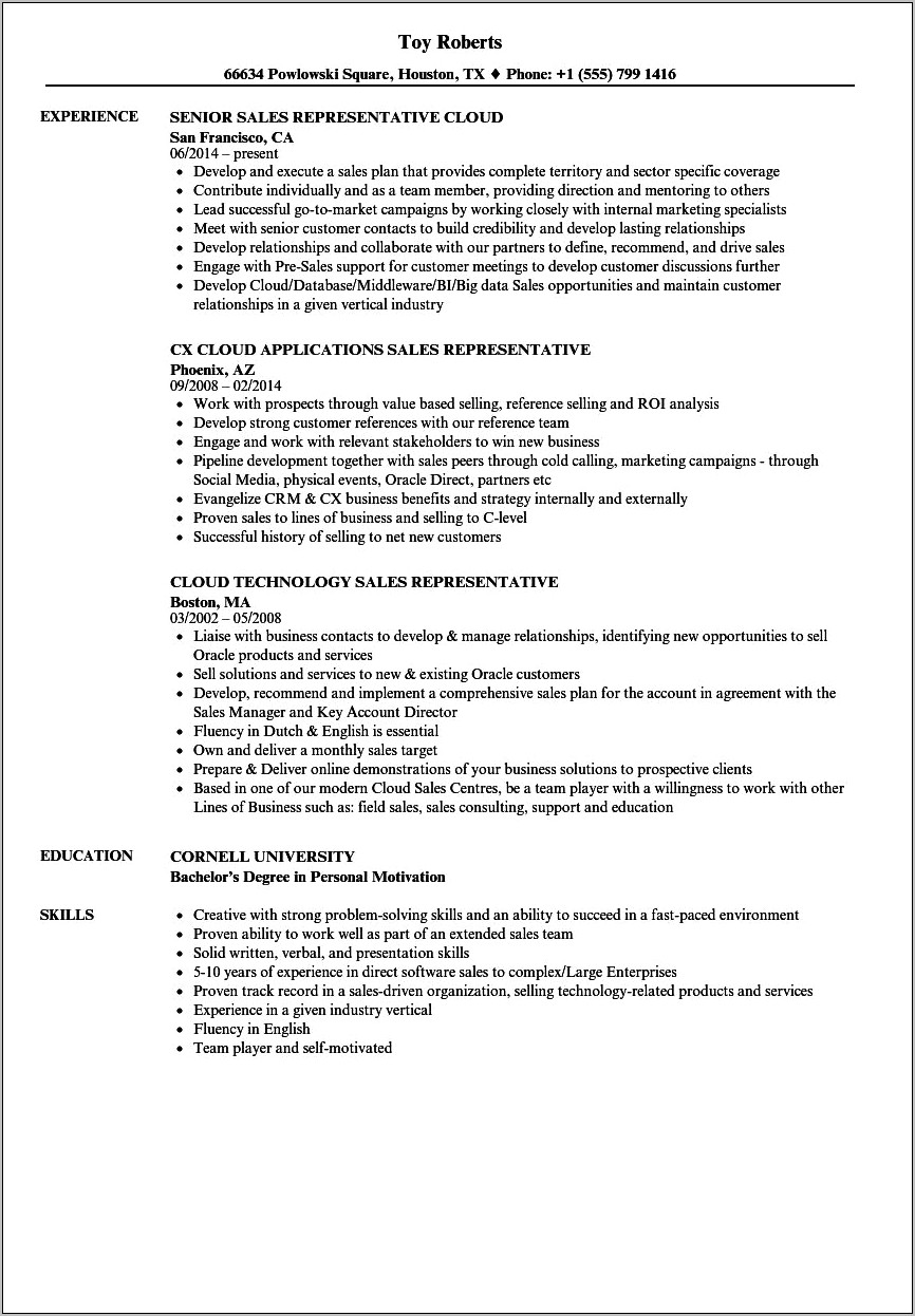 Personal Skills For Sales Resume